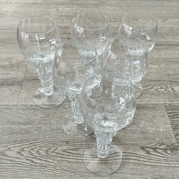 Krosno Poland Optic Crystal Wine Goblets Set of Six - Picture 1 of 8